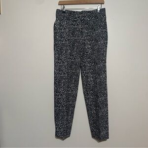 New Directions 8 White Black printed stretch Flat Front Pull On Ankle Pants